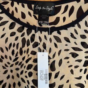 Womens Kaftan, STEP IN STYLE, One size, animal print, black and tan